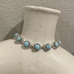 Larimar sterling silver w/ CZ bracelet